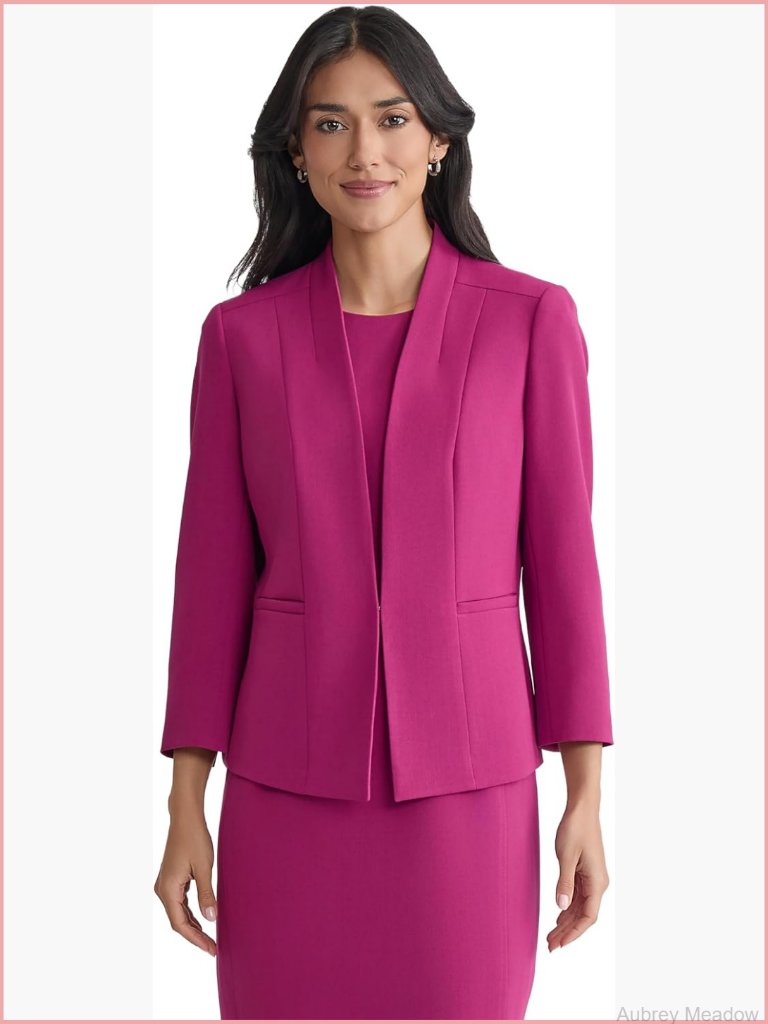 Tailored Cardigan-Style Open Blazer With Hook & Eye Closure